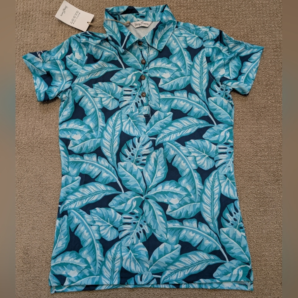 NWT Kenny Flowers Womens S THE WAILEA Short Sleeve Golf Top Polo Shirt UPF50